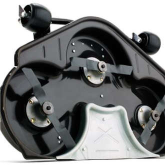 Husqvarna R316TXs AWD rider lawn mower showing the three cutting blades
